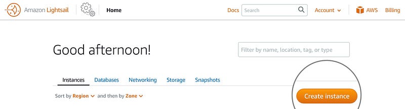 Create Amazon LightSail instance