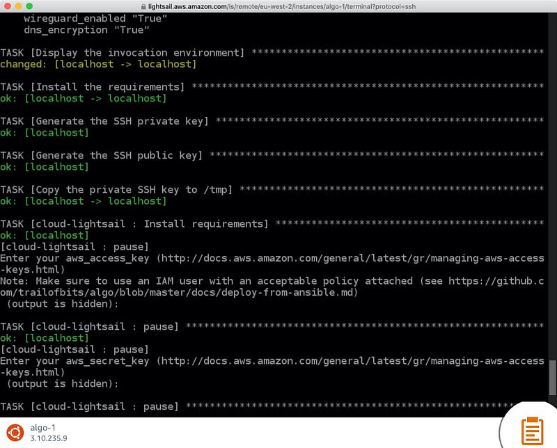 Wait until Algo setup runs