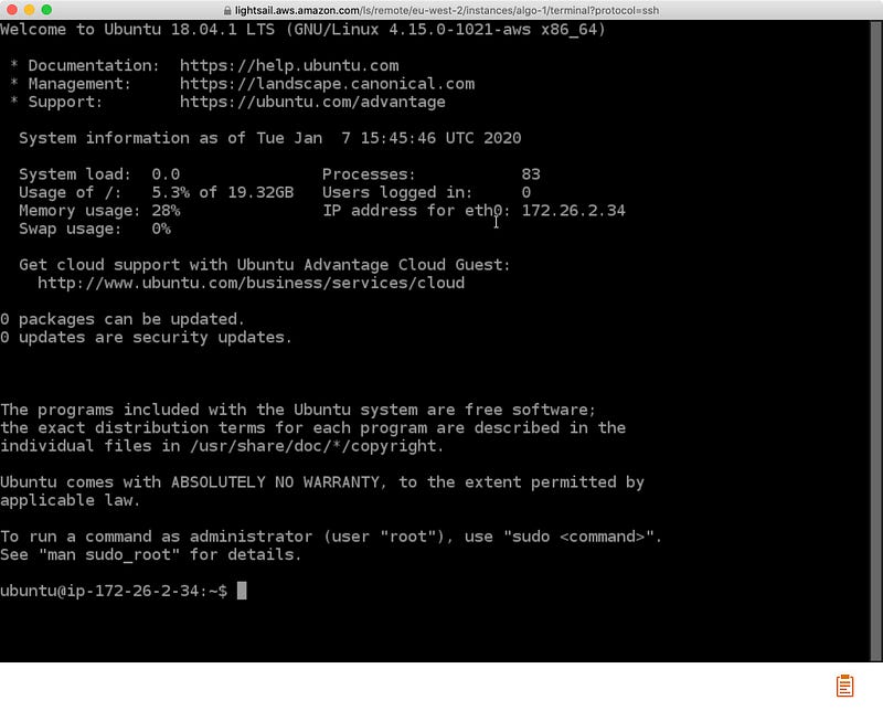 Review instance virtual console